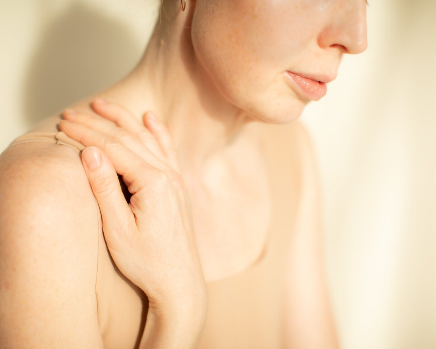 Soft close-up gesture, luxury skincare styling