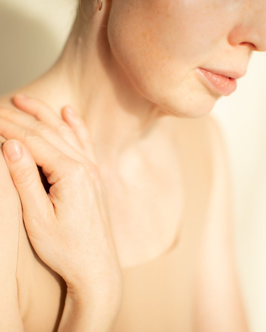 Soft close-up gesture, luxury skincare styling
