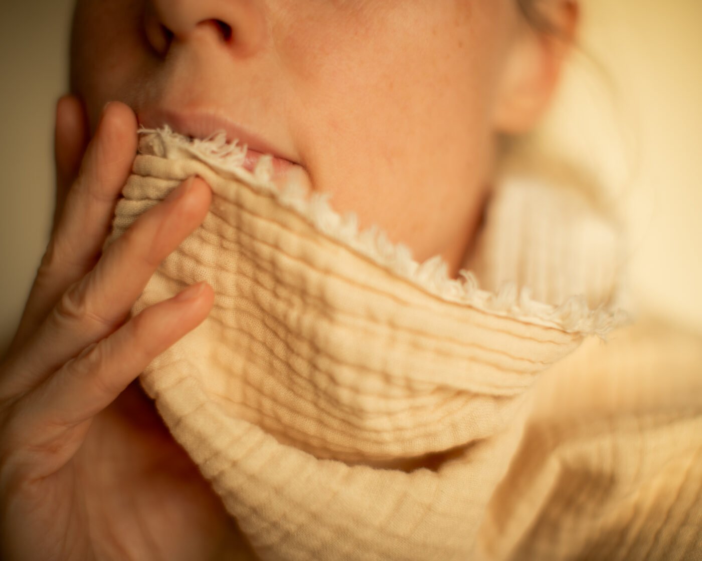 Close-up of lips and skin, soft tactile detail